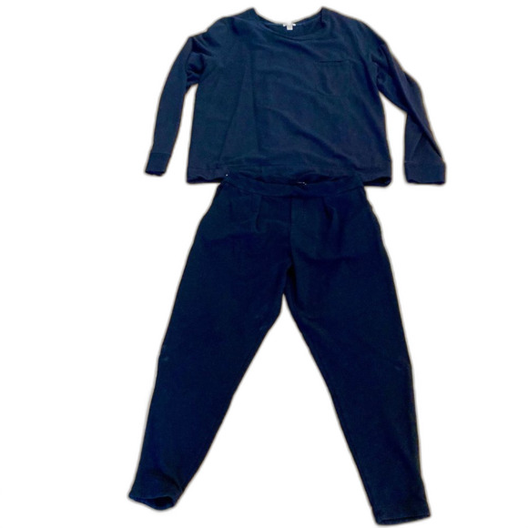 Cuyana Black Long Sleeve French Terry Matching Lounge Wear Set M/L - Picture 1 of 8